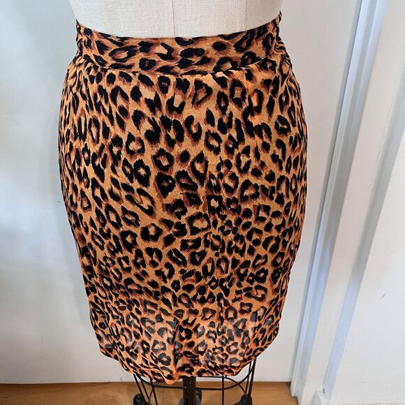 Vintage Y2K 90's ADRIENNE CRISTiNA Leopard Print Wrap Skirt Size 8 - Picture 2 of 6
